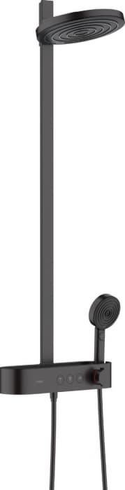 Set de dus cu baterie termostatata, palarie 26 cm, 3 jeturi, negru mat, Hansgrohe Pulsify S