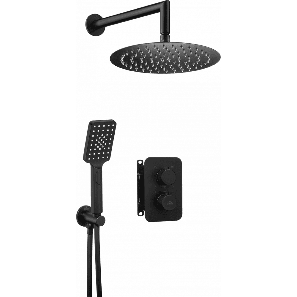Set de dus incastrat cu baterie termostatica inclusa, negru mat, Deante, Box