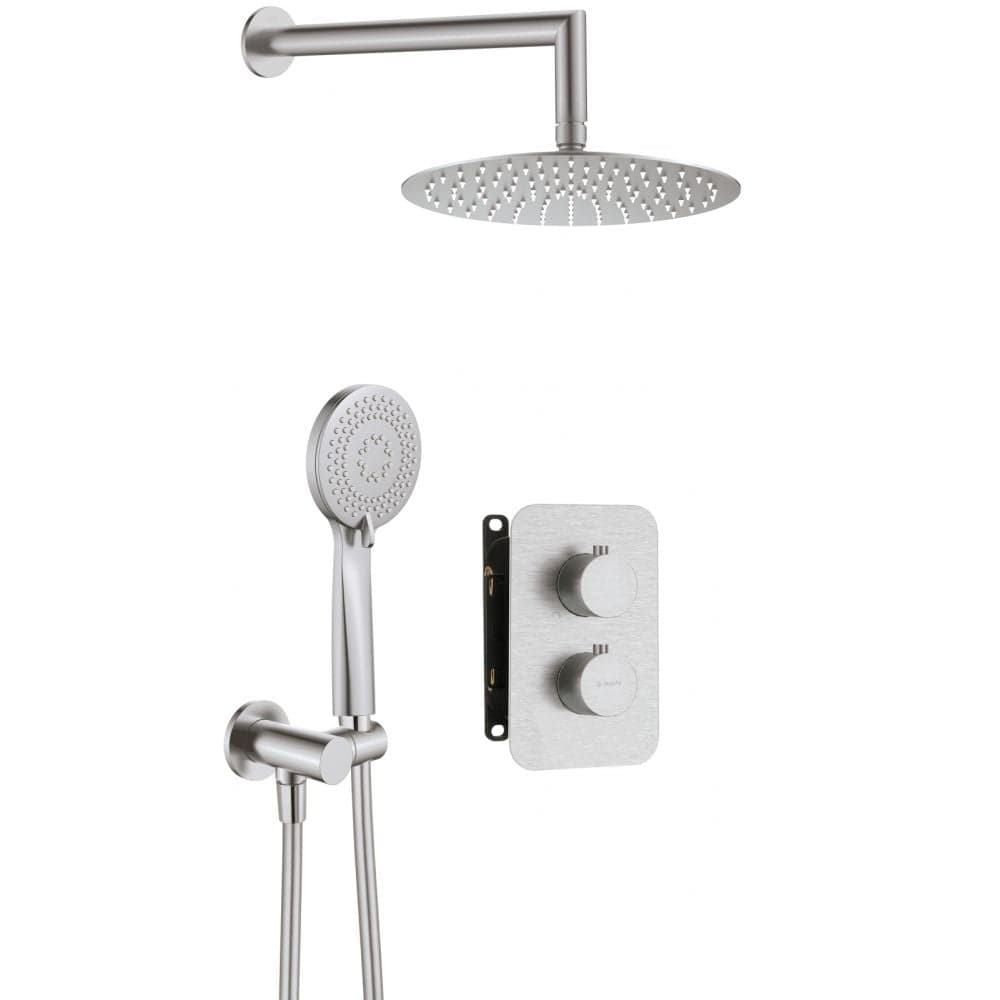 Set de dus incastrat cu baterie termostatica inclusa Deante Box, otel slefuit