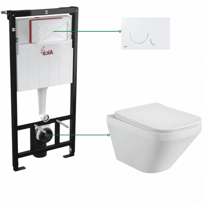 Set vas wc suspendat Bristol Foglia, clapeta alb lucios, rezervor wc incastrat Alcaplast, Sadromodul