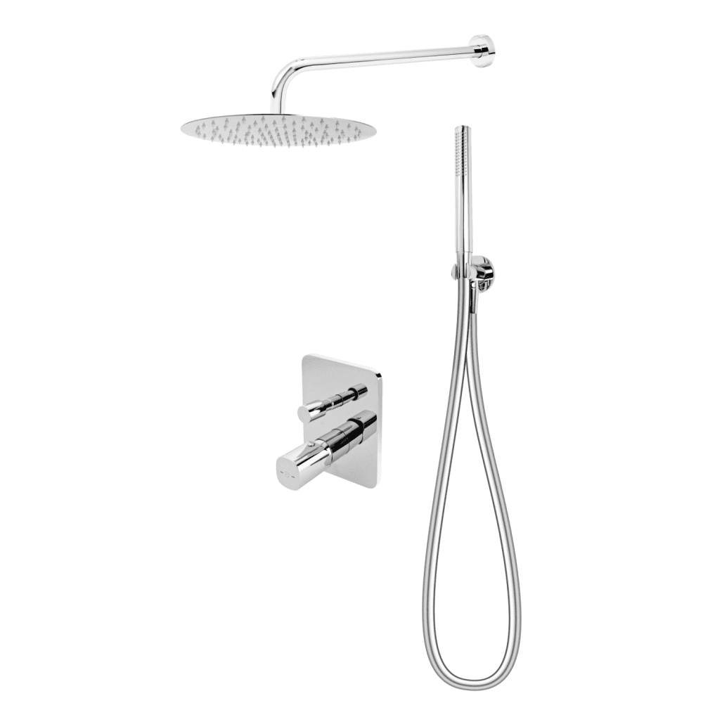 Set de dus incastrat FDesign Meandro, cu palarie rotunda, crom lucios