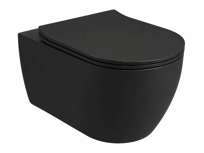 Vas wc suspendat, rimless, negru mat, cu spalare pure vortex, Hatria Planeta