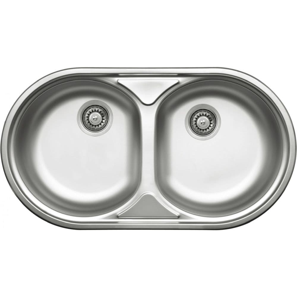 Chiuveta bucatarie doua cuve inox cu picurator crom satin Deante Duet