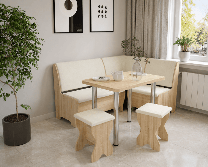 Set coltar bucatarie Tunis cu masa si 2 tabureti Sonoma Fildes
