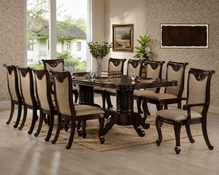 Set masa AC3268T + 10 Scaune, Dark Brown