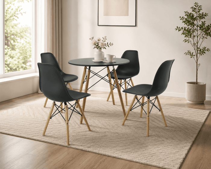 Set masa DA151BK cu 4 scaune 80x75 cm DA232BK 46x55x83 cm