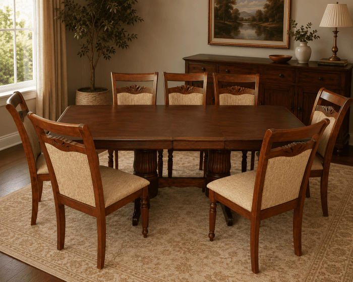 Set masa RH7132 cu 8 scaune RH8100 Dirty Oak 160x100x77 cm