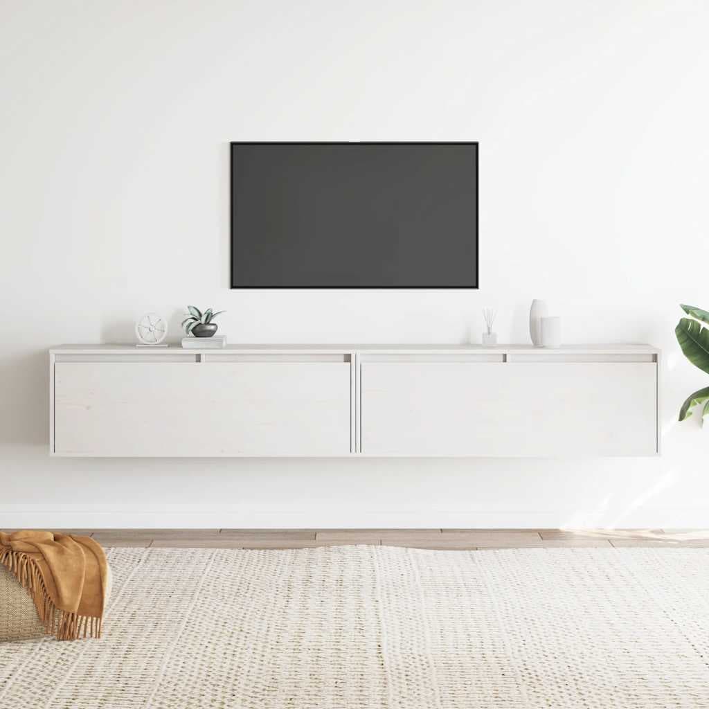 vidaxl dulapuri de perete 2 buc alb 100x30x35 cm lemn masiv de pin