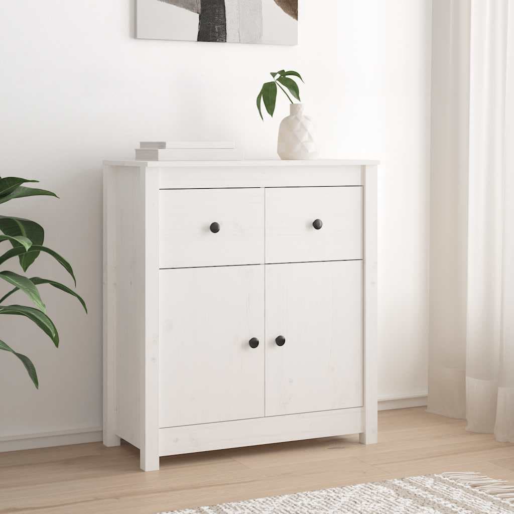 vidaXL Servanta, alb, 70x35x80 cm, lemn masiv de pin