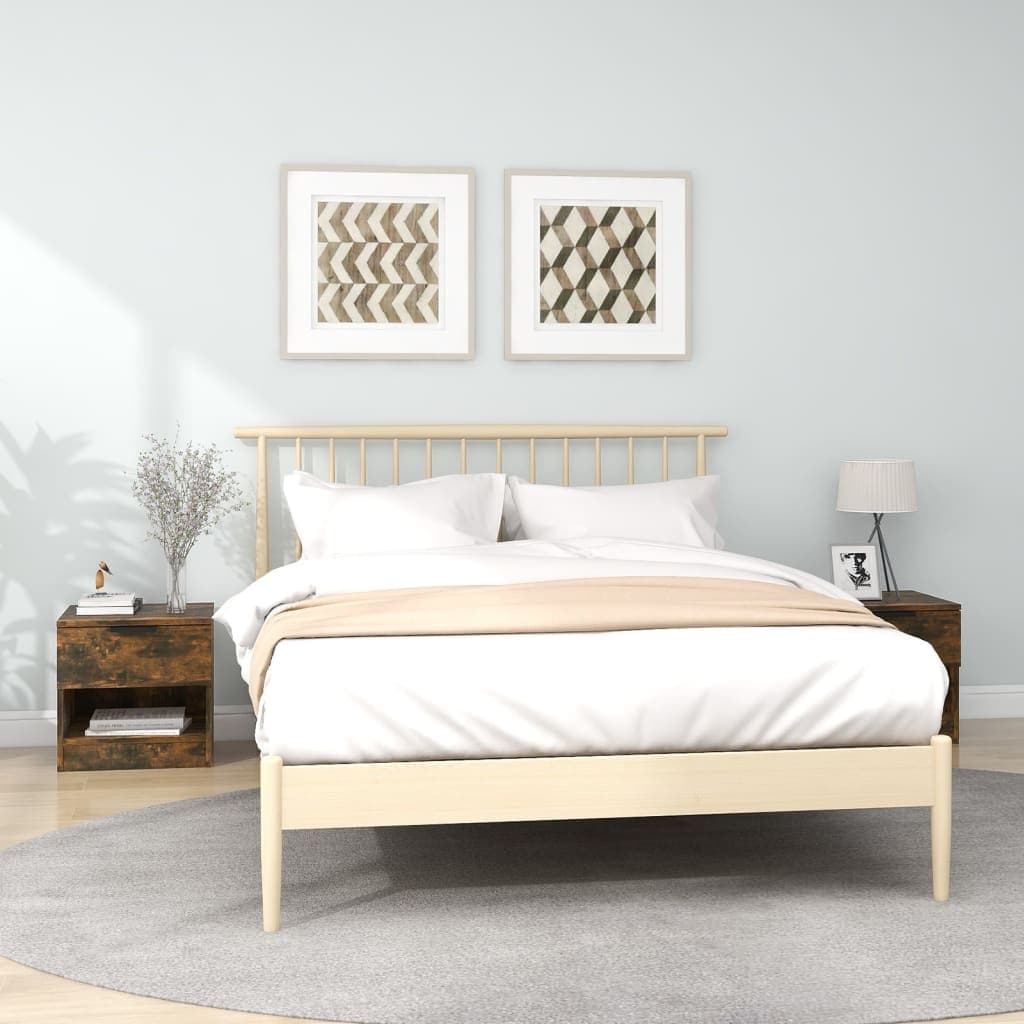 vidaxl noptiere de perete 2 buc stejar fumuriu lemn prelucrat