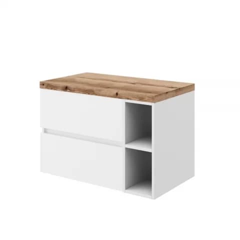 Set mobilier pentru lavoar pe blat Fluminia, Genova 80, cu blat si raft deschis