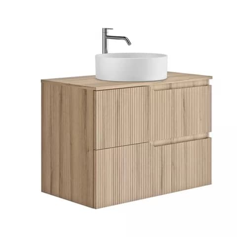 Set Mobilier suspendat Gala Canaletto 2 sertare 80 cm cu blat, finisaj lemn