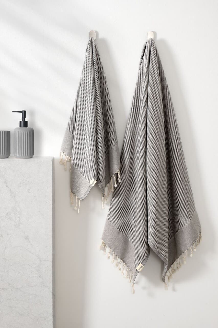 Set prosoape de baie, L'essentiel Maison, Retro, Bumbac, Antracit