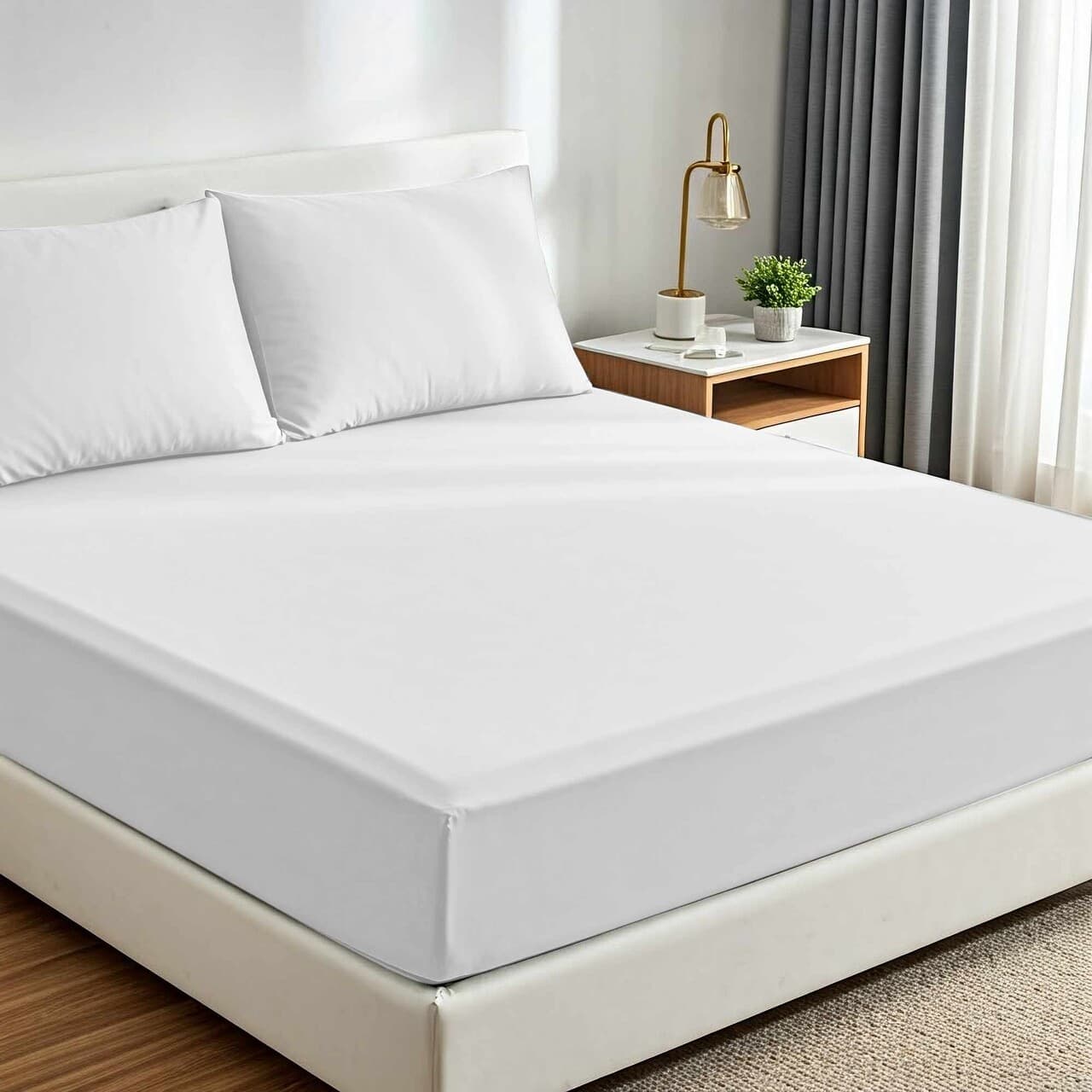 set de pat dublu cearceaf cu elastic si perne 3 piese l 039 essentiel maison muslin 180 alb