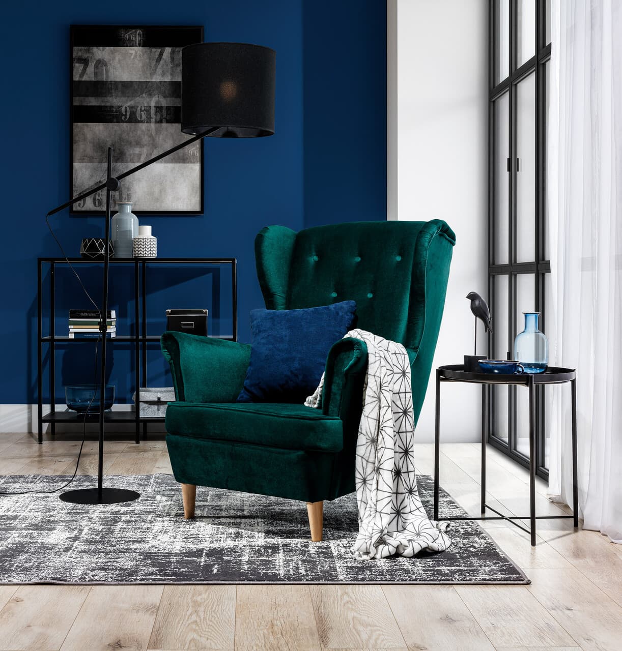 Fotoliu ELTAP, Aros, 72x60x100 cm, lemn/poliester, verde inchis