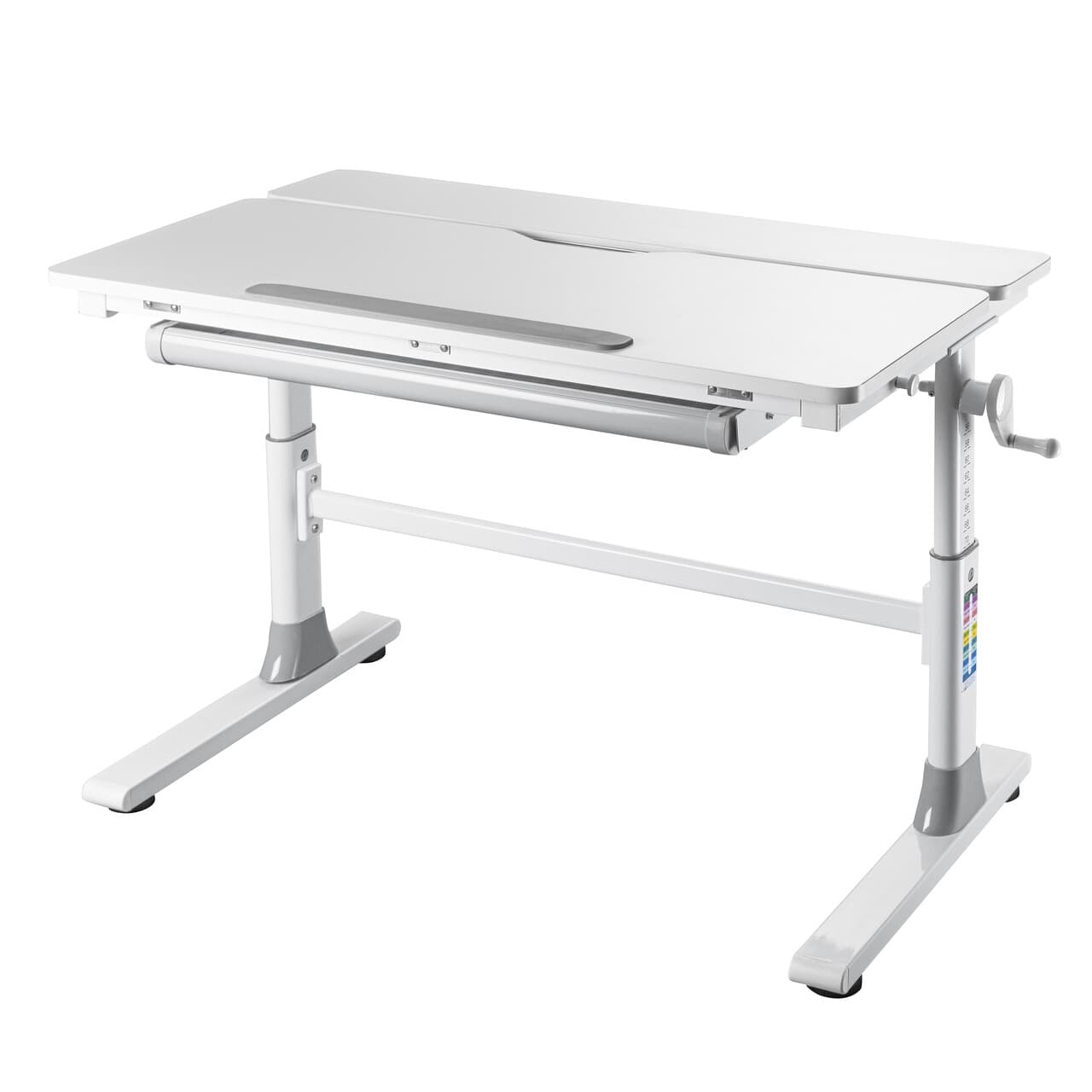 Birou pentru copii reglabil pe inaltime Frederik, Inter Link, 100x60x56-76 cm, metal, alb