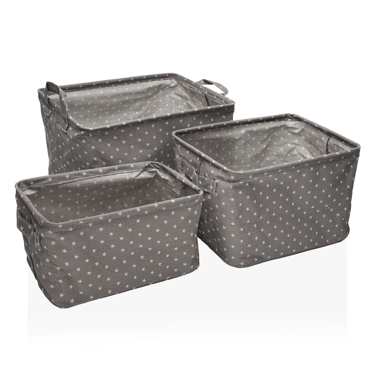 set 3 cosuri pentru depozitare stars versa 35 x 25 x 22 cm poliester gri