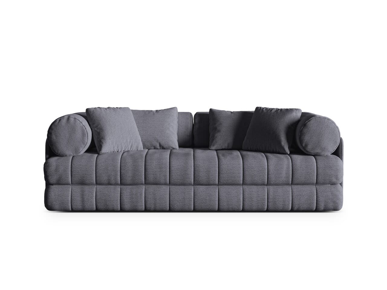 Canapea extensibila 3 locuri, Kemi, Cosmopolitan Design, 206x95x70 cm, tesatura boucle, grafit