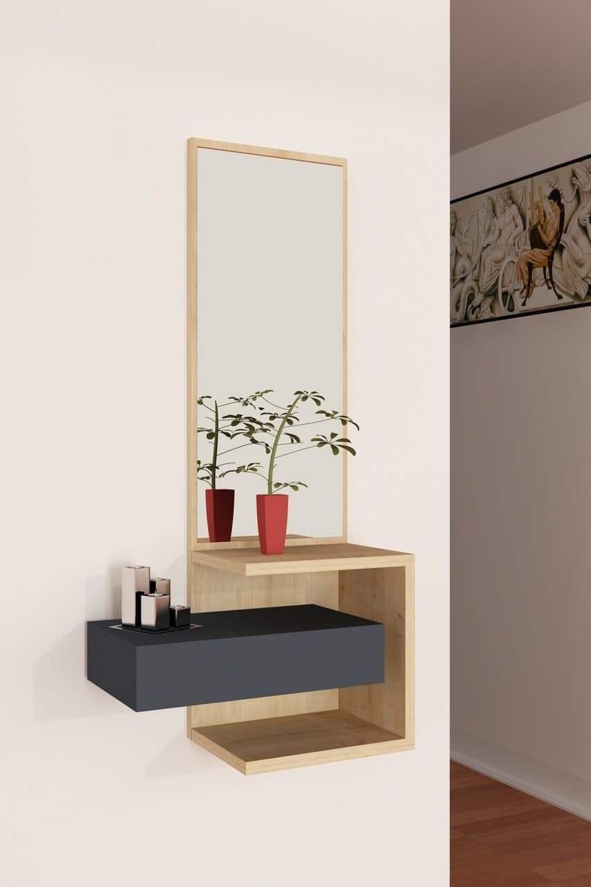 Dulap cu oglinda Stella, Arnetti, 49.1 x 31.3 x 90 cm, oak/antracit