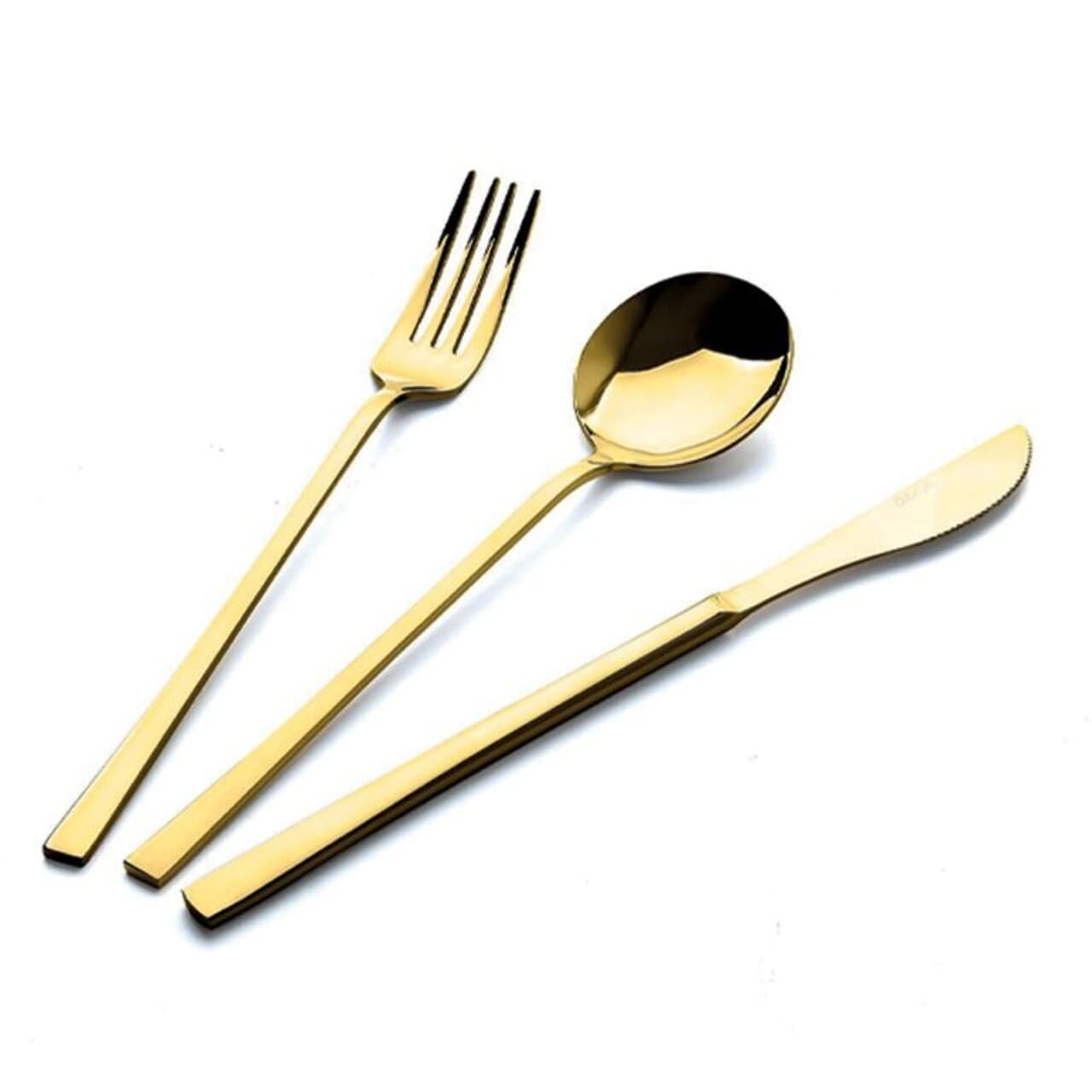 Set tacamuri, Hermia, 357NYP1306, Furculita de masa: 21 x 2,5 cm (6 bucati), Auriu