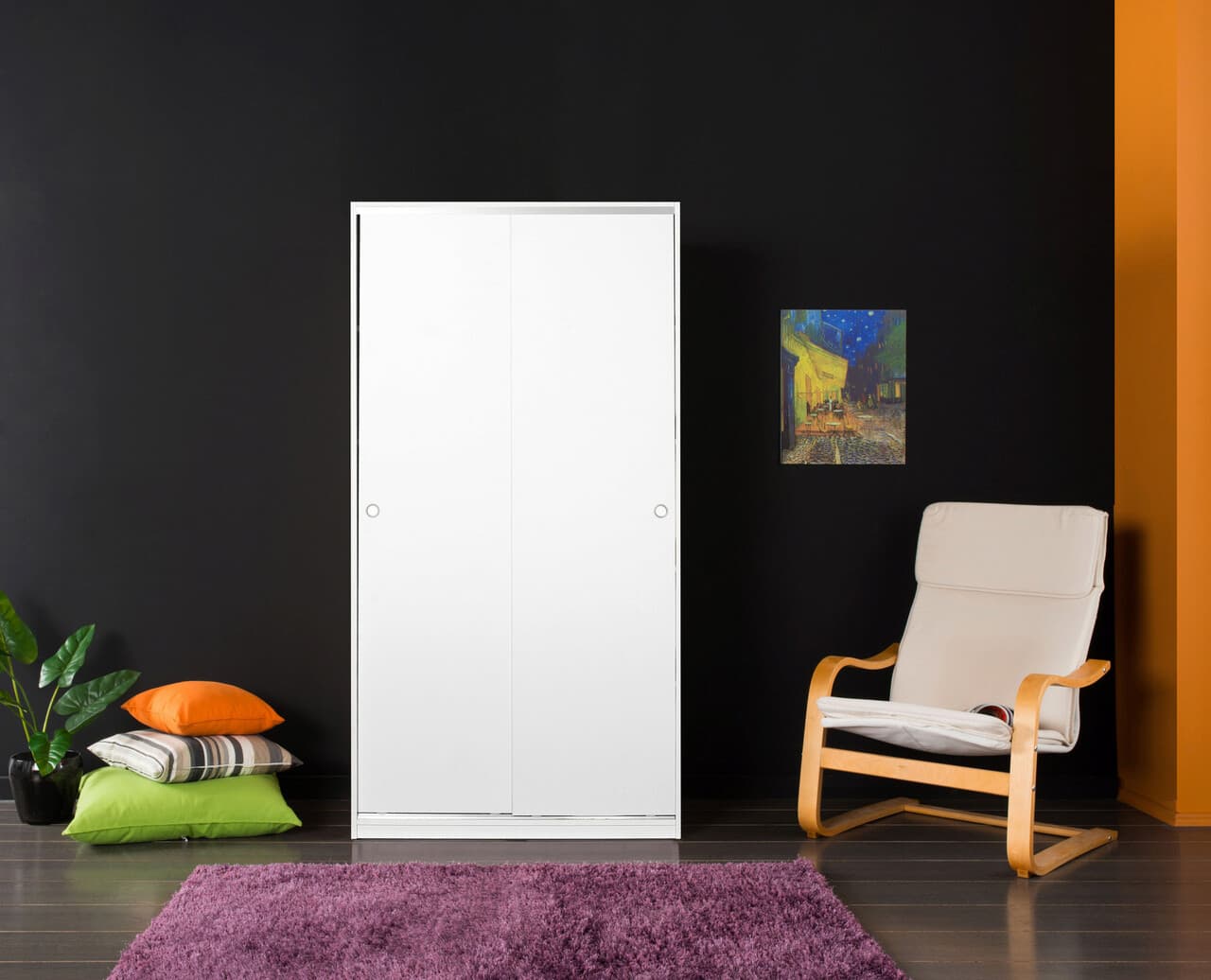 Dulap pentru haine, Hanah Home, Swd-431-By-2, 94x182x52 cm, Alb