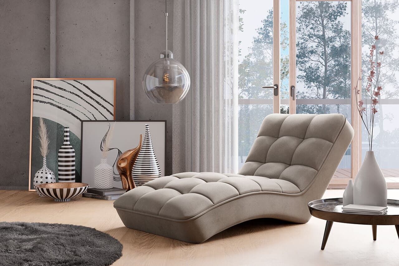 Sezlong living ELTAP, LOR-18SO, Loren, 170x85x85 cm, lemn/poliester, bej