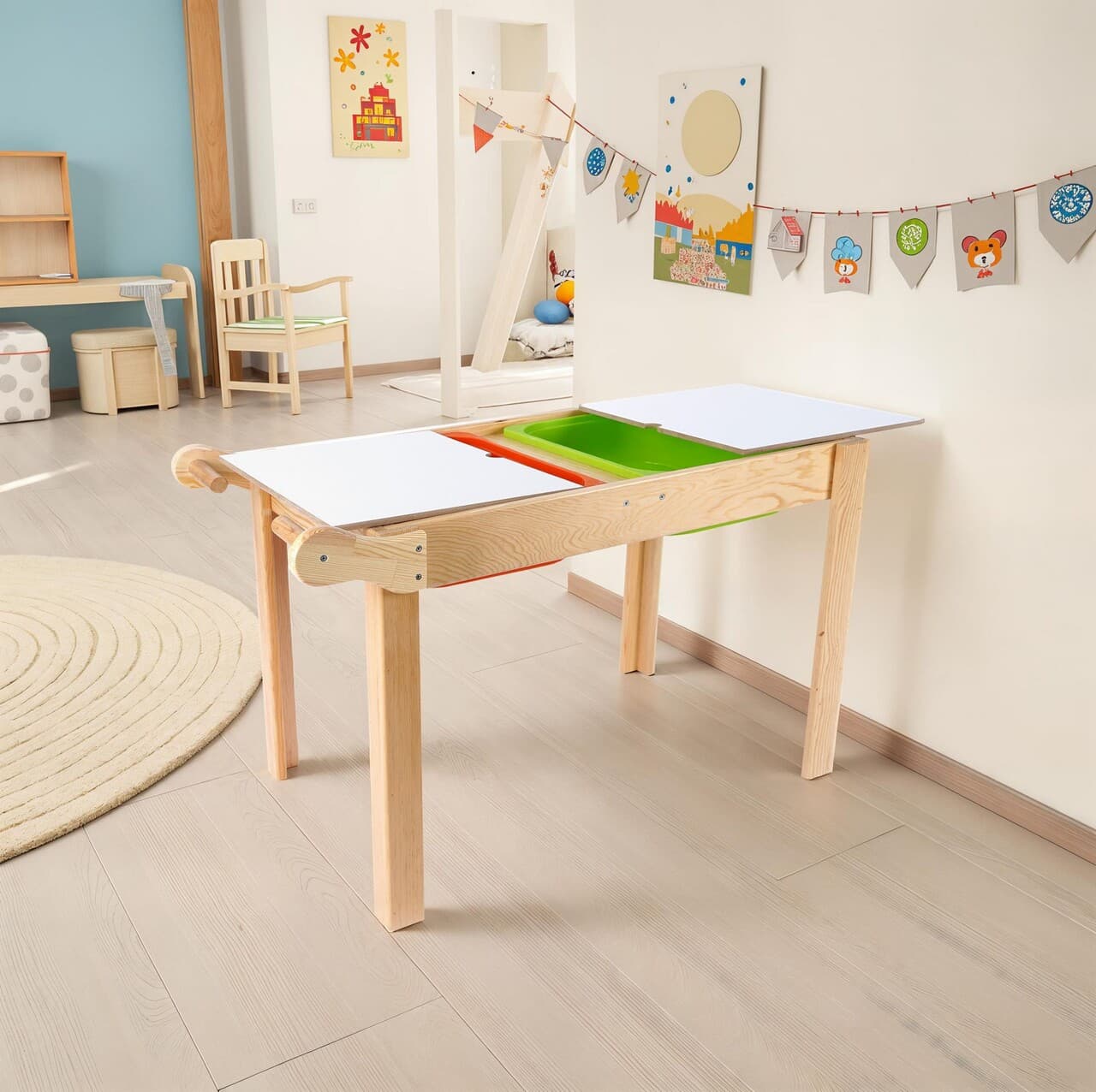 Masa pentru copii, Hanah Home, BLTYZ-AKTV0150, 83x54x49 cm, Stejar