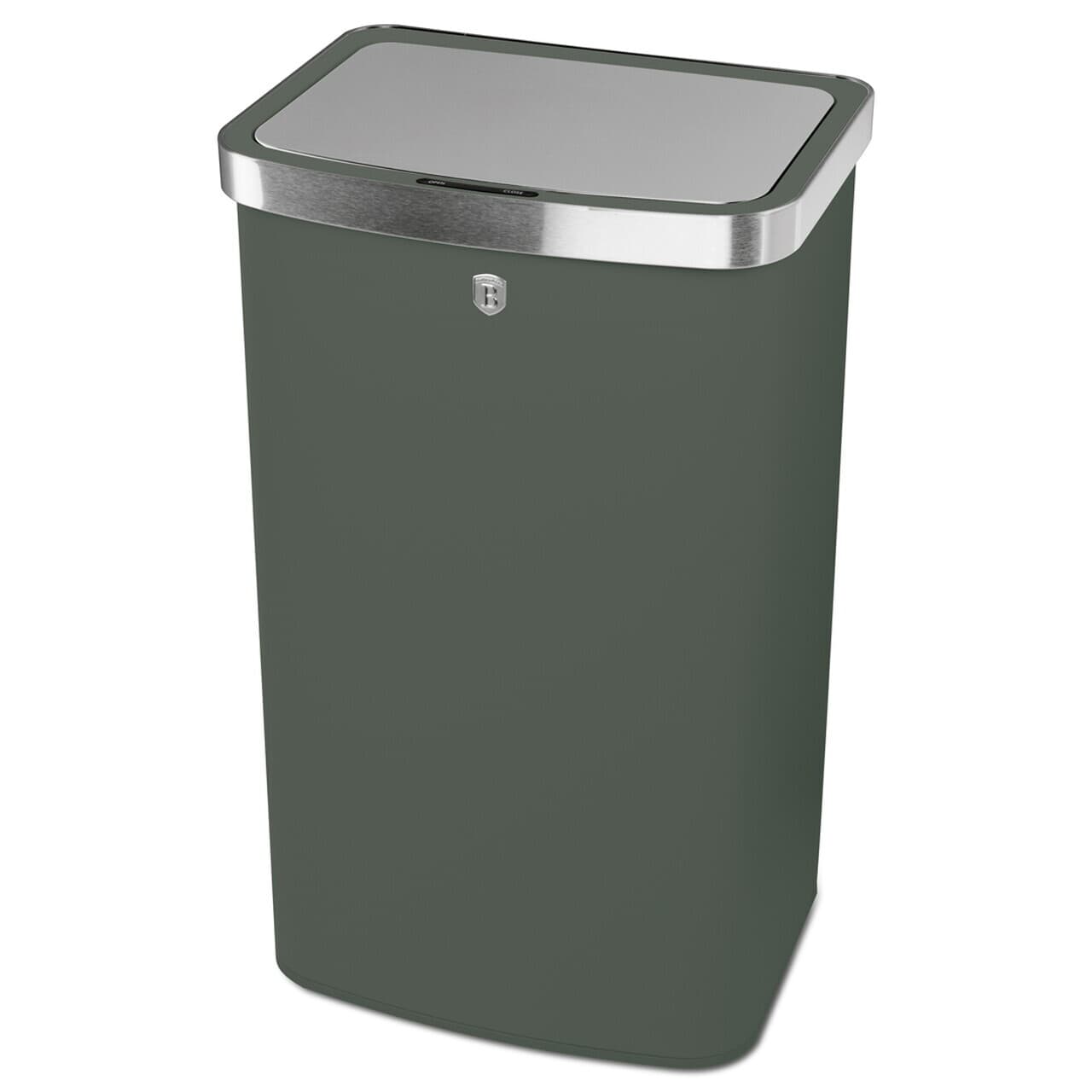 Cos de gunoi cu senzor Berlinger Haus, Matte Green, 38.5x28.5x65 cm, 60 L, otel, verde mat