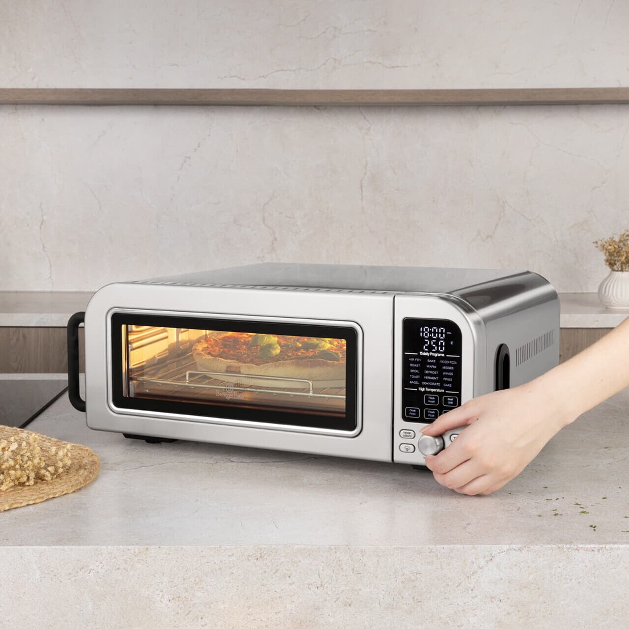 Cuptor electric pizza Berlinger Haus, Matte Black, 2000W, 18 L, argintiu
