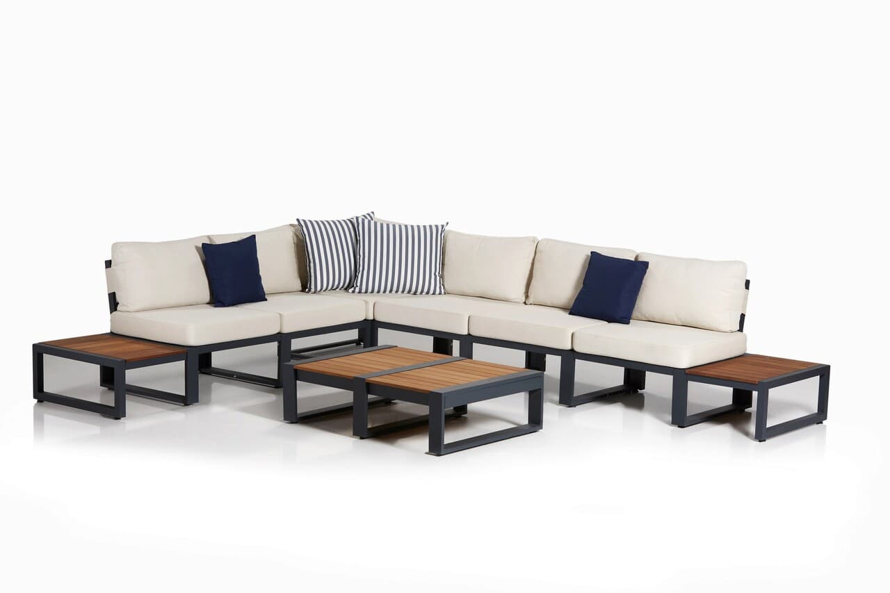 Set mobilier de gradina, Hanah Home, La Puerta, Antracit / Crem