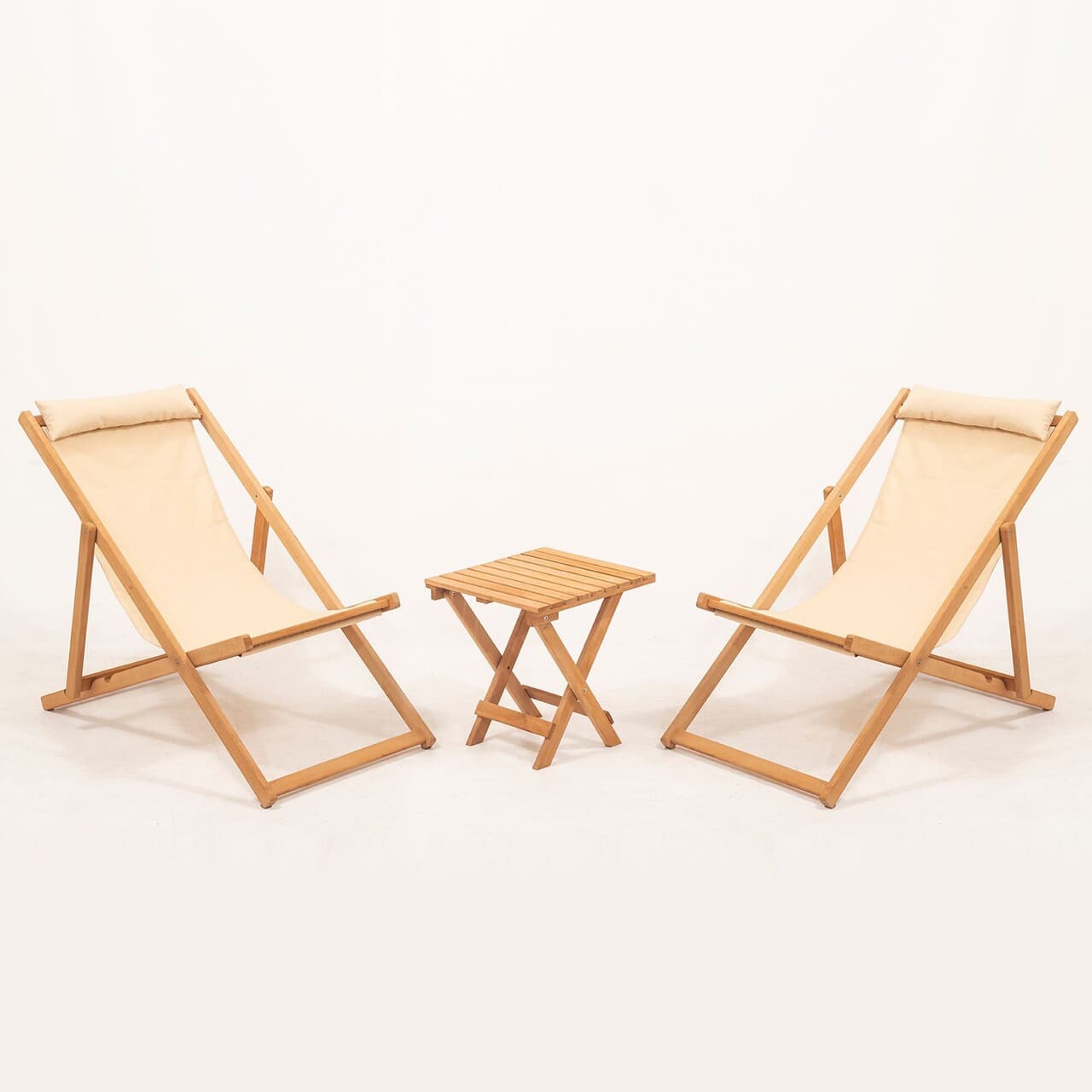Set masa si scaune de gradina (3 Pieces), Hanah Home, MYN03, Crem