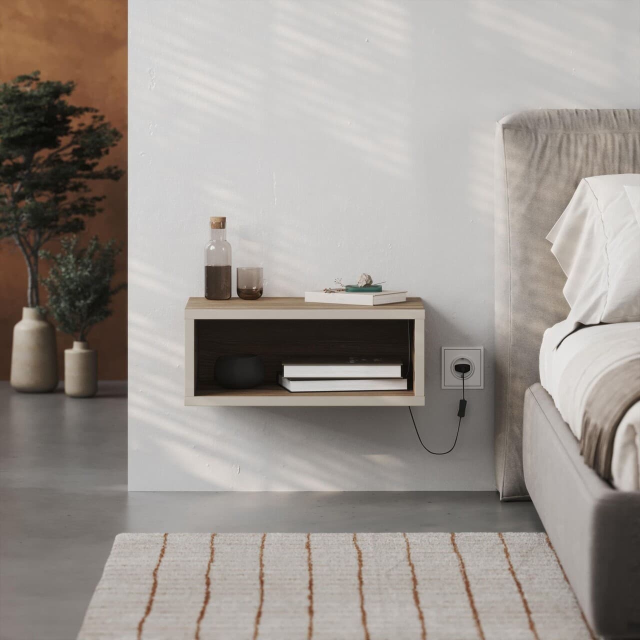 Noptiera, Hanah Home, Brik, 45x18x30 cm, Gresie / Oud