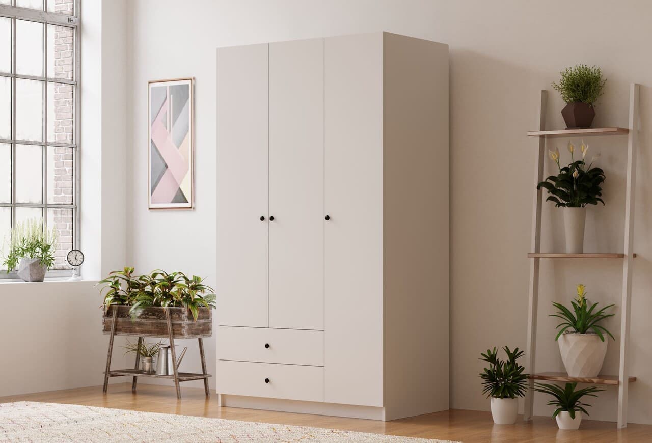 Dulap pentru haine, Hanah Home, Rb-066, 90x180x45 cm, Alb mat