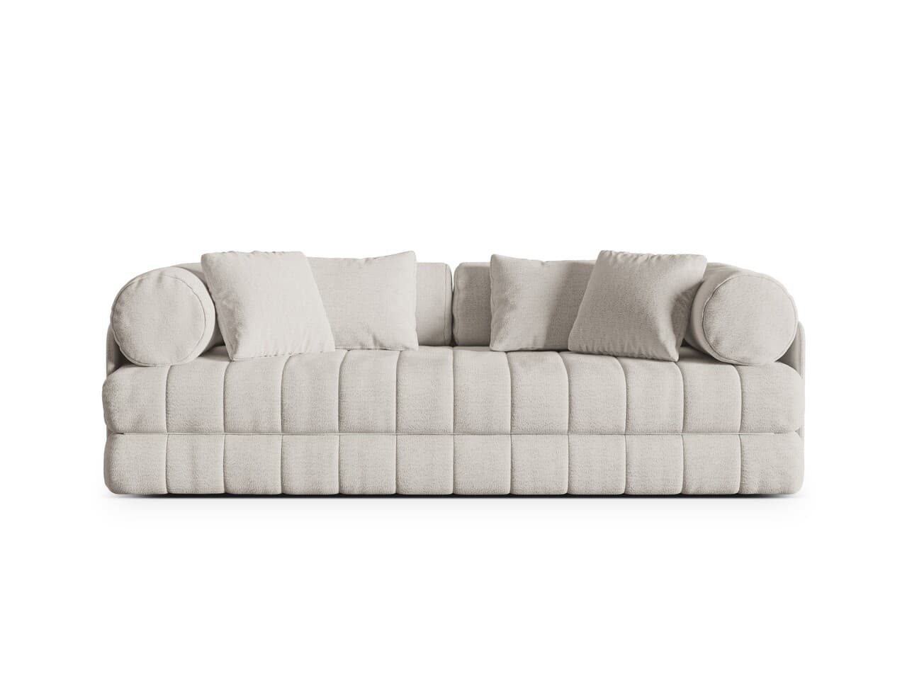Canapea extensibila 3 locuri, Kemi, Cosmopolitan Design, 206x95x70 cm, tesatura boucle, bej deschis