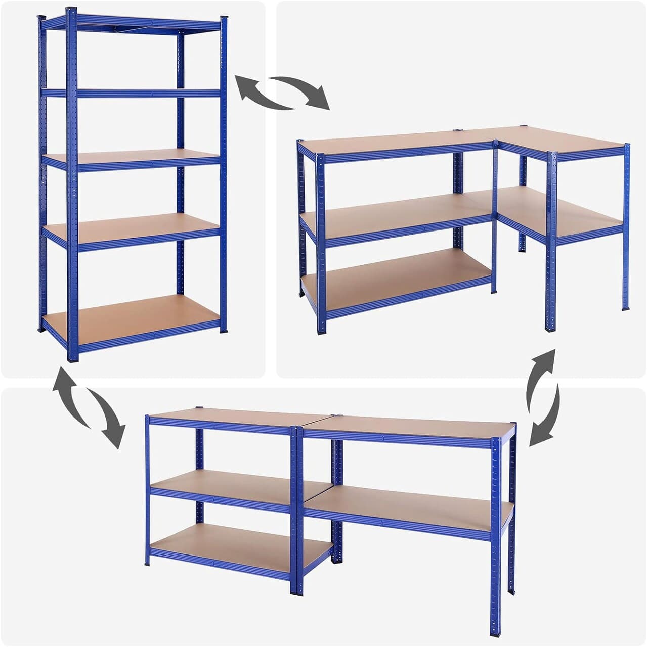 Raft modular pentru depozitare Songmics, 100x50x200 cm, 600 kg, MDF/otel, albastru