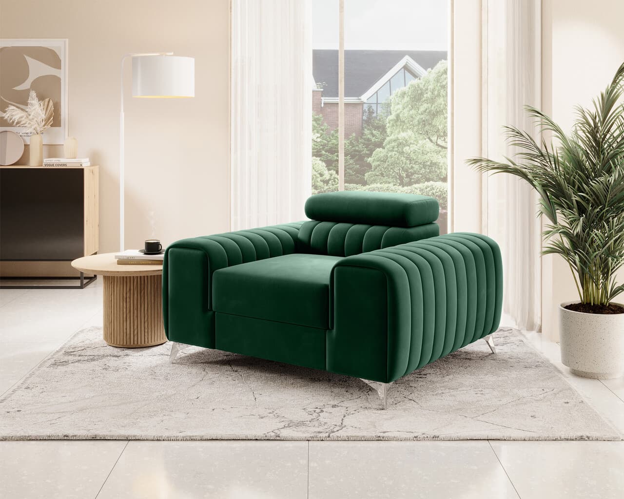 Fotoliu, ELTAP, AR-LAU-35LU, Laurence, 125x97x105 cm, lemn/poliester, verde inchis