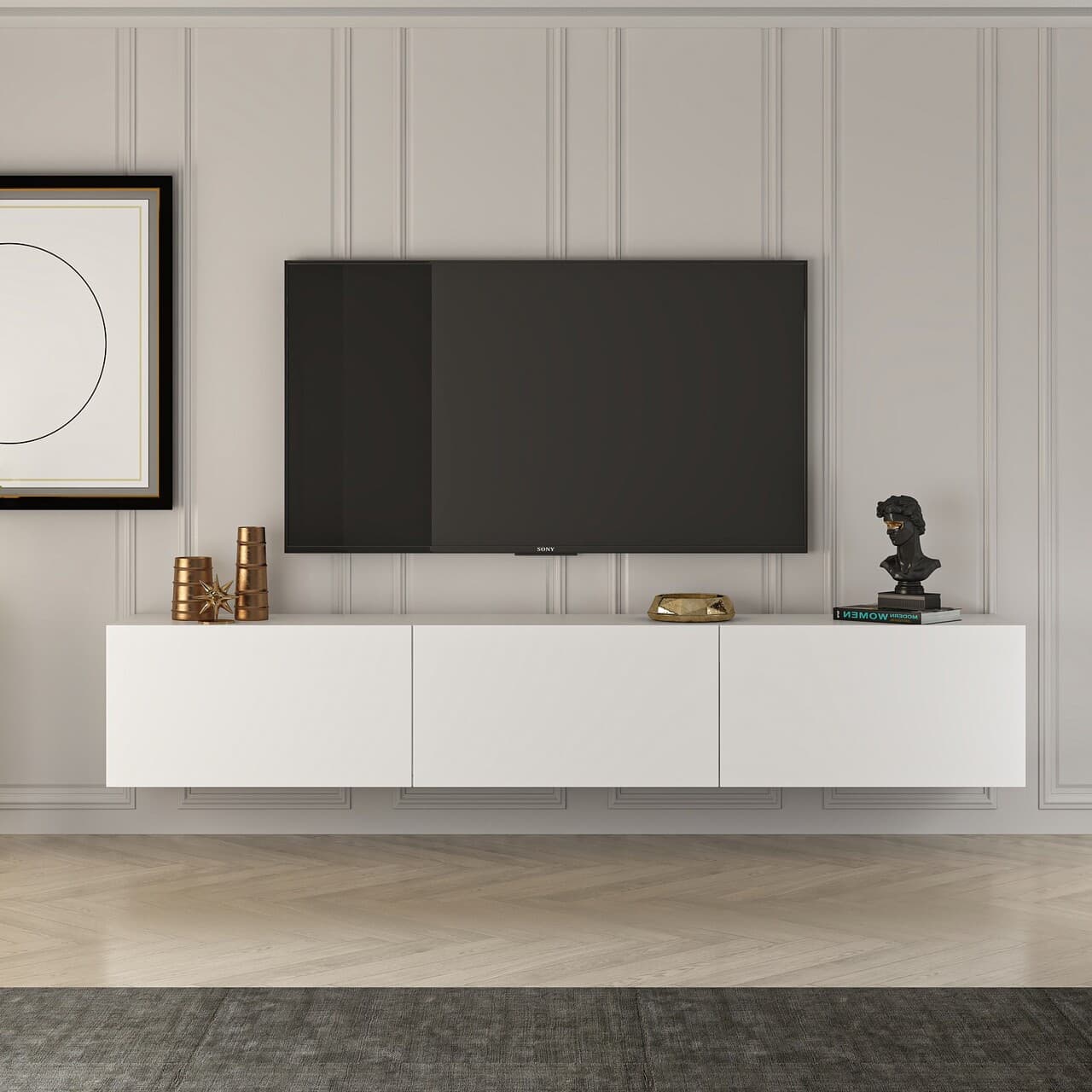 Comoda TV, Hanah Home, West, 150x30x32 cm, Alb