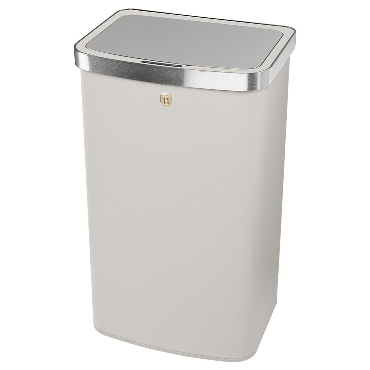 Cos de gunoi cu senzor Berlinger Haus, Sahara, 38.5x28.5x65 cm, 60 L, otel, crem mat