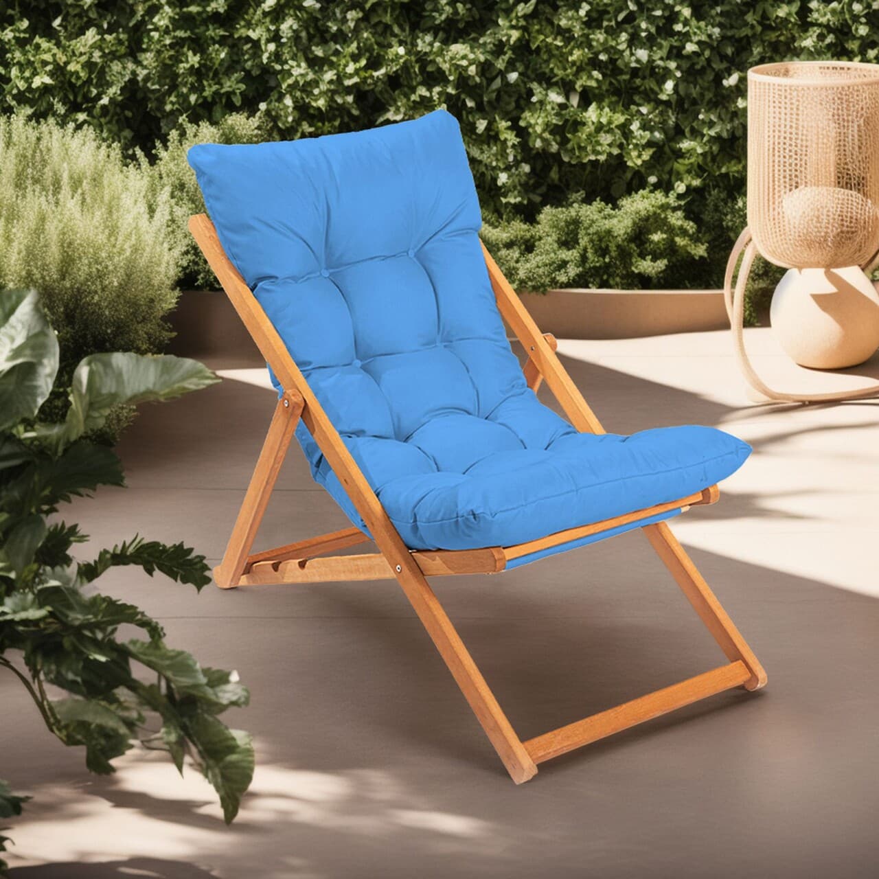 Scaun de gradina, Hanah Home, My006, 59x90x44 cm, Albastru / Natural