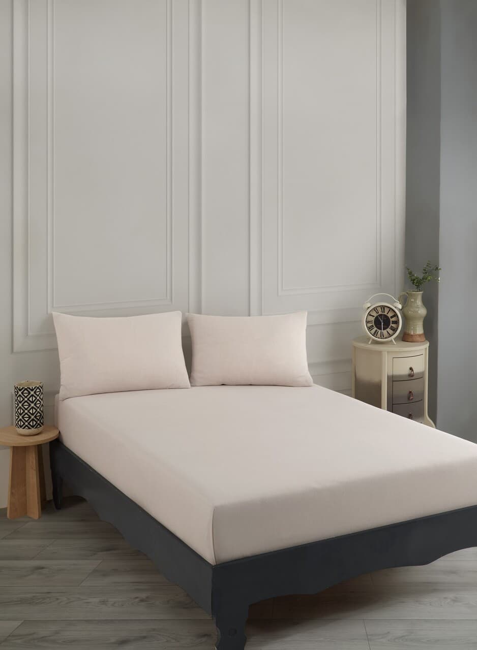 Set de pat pentru o persoana (cearceaf cu elastic si perna) 2 piese, L'essentiel Maison, Road Potlu, Bumbac;Poliester, Bej