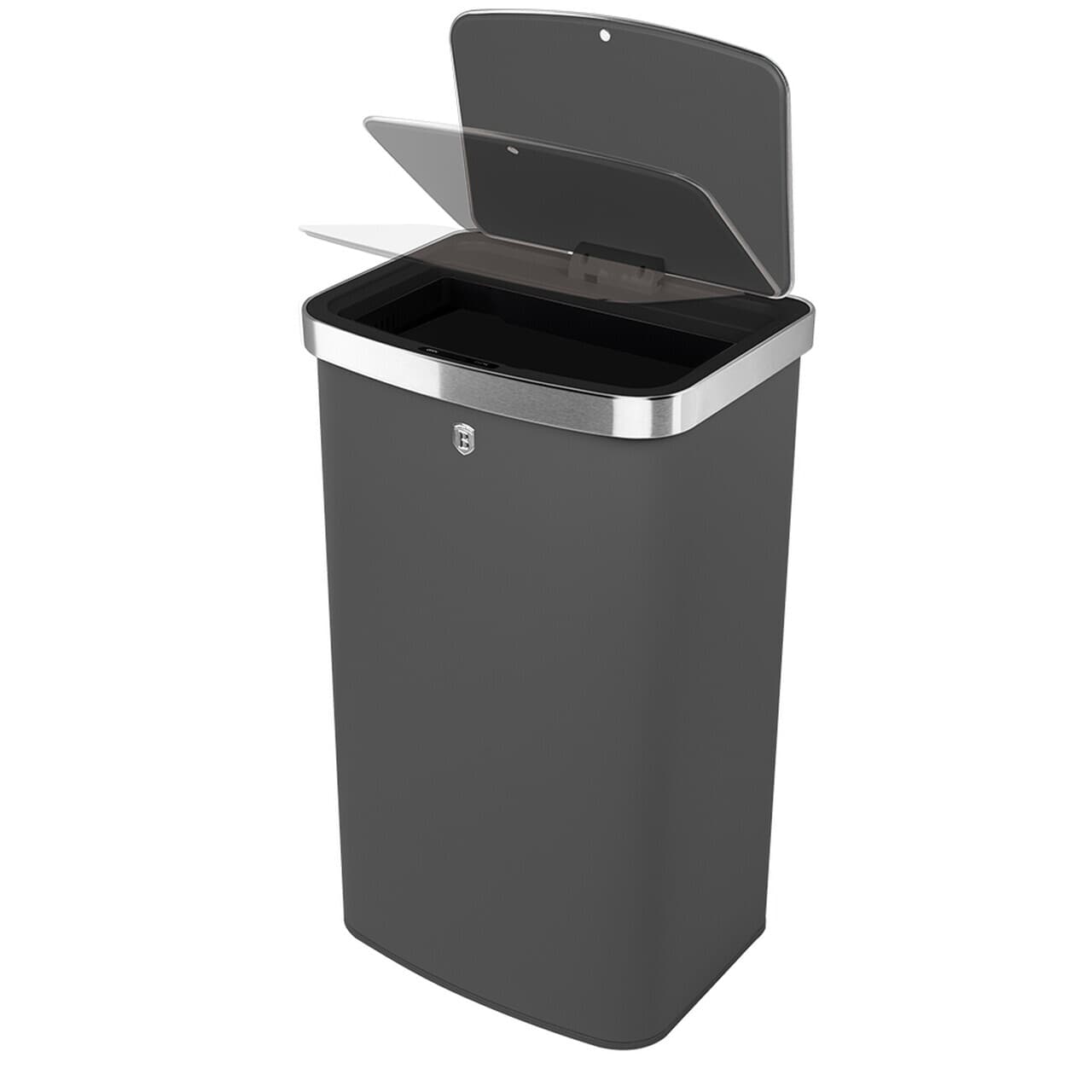Cos de gunoi cu senzor Berlinger Haus, Anthracite, 38.5x28.5x65 cm, 60 L, otel, antracit mat