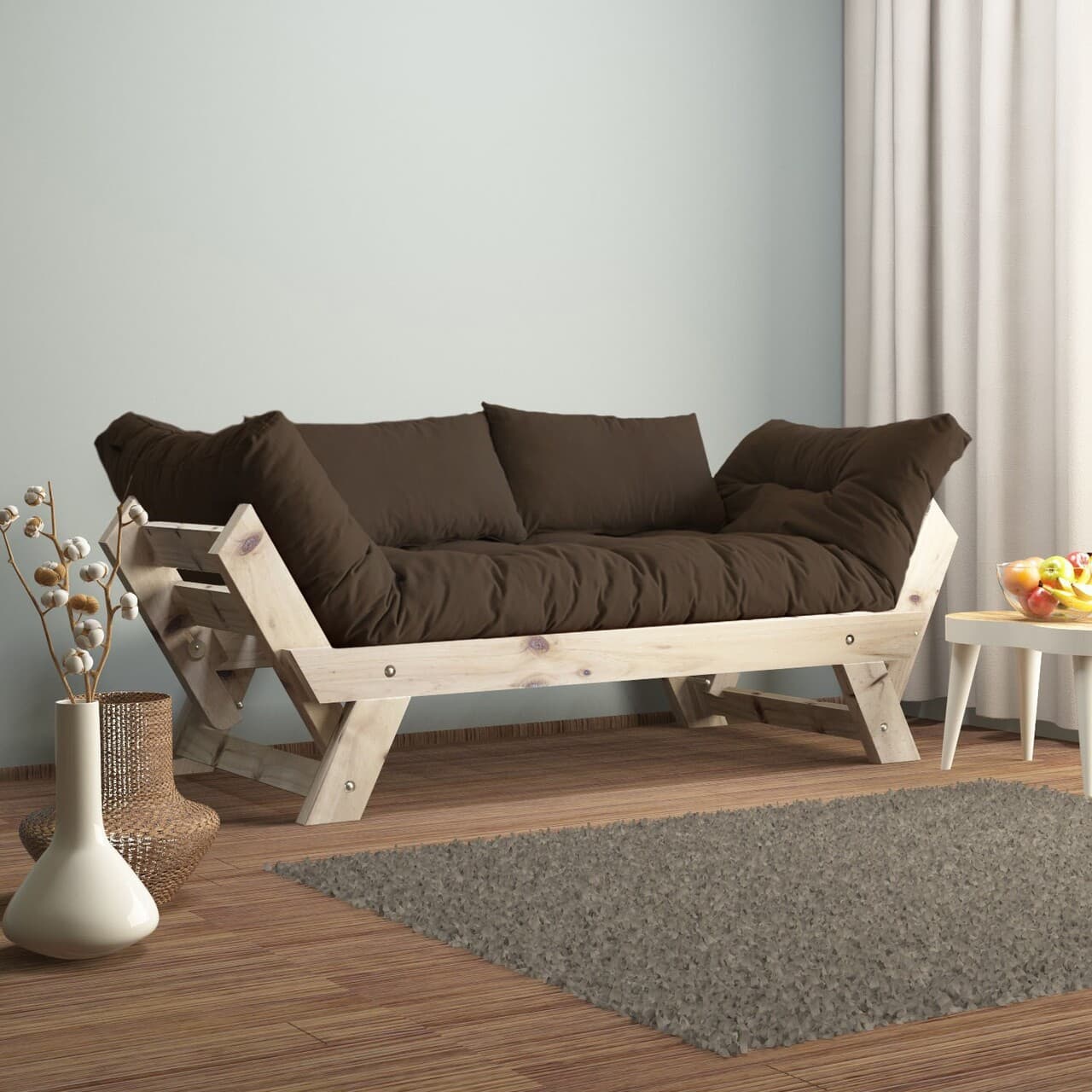 Canapea de gradina cu 2 locuri, Hanah Home, CPT8123-210, Natural / Maro