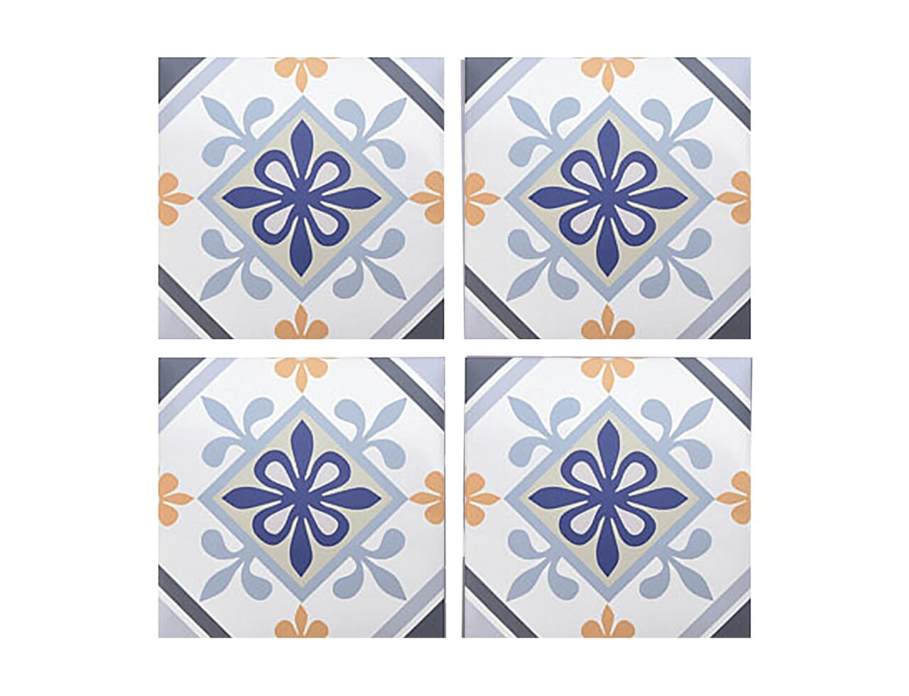 Autocolant decorativ Ethnicities, 15x15 cm, 8 piese, polipropilena, albastru/galben