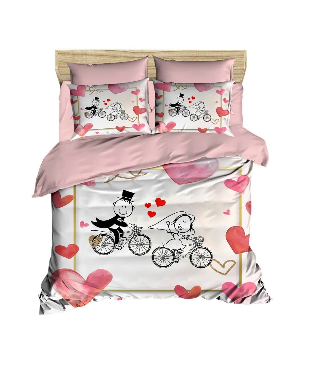 Lenjerie de pat dubla, L'essentiel Maison, 216, Roz / Alb / Rosu