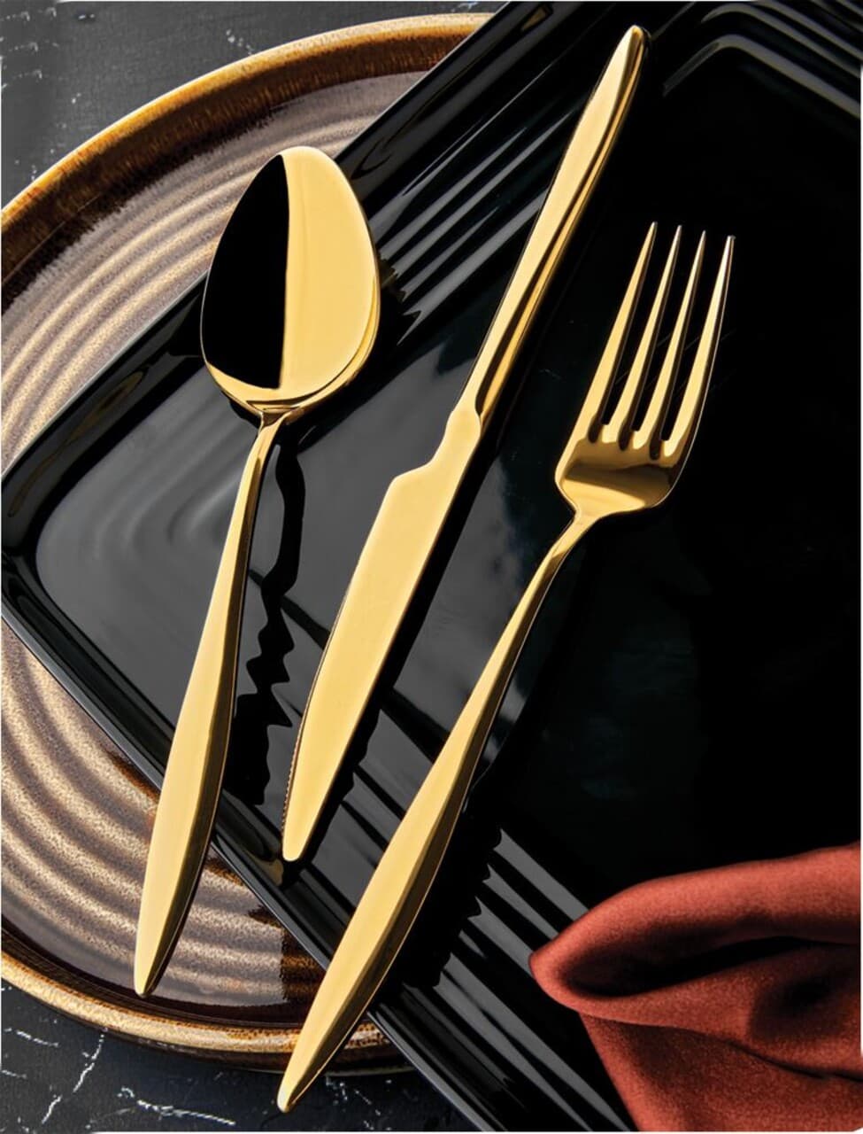 Set tacamuri, Hermia, 357NYP1310, Furculita de masa: 21 x 2,5 cm (6 bucati), Auriu