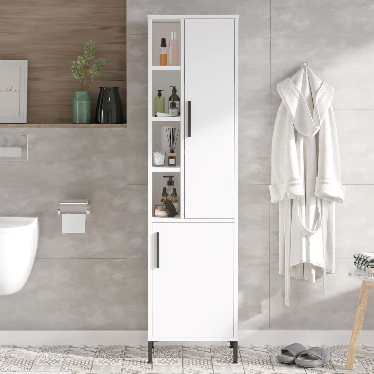 Dulap multifunctional, Hanah Home, Vı2-W, 45x173.6x35.5 cm, Alb