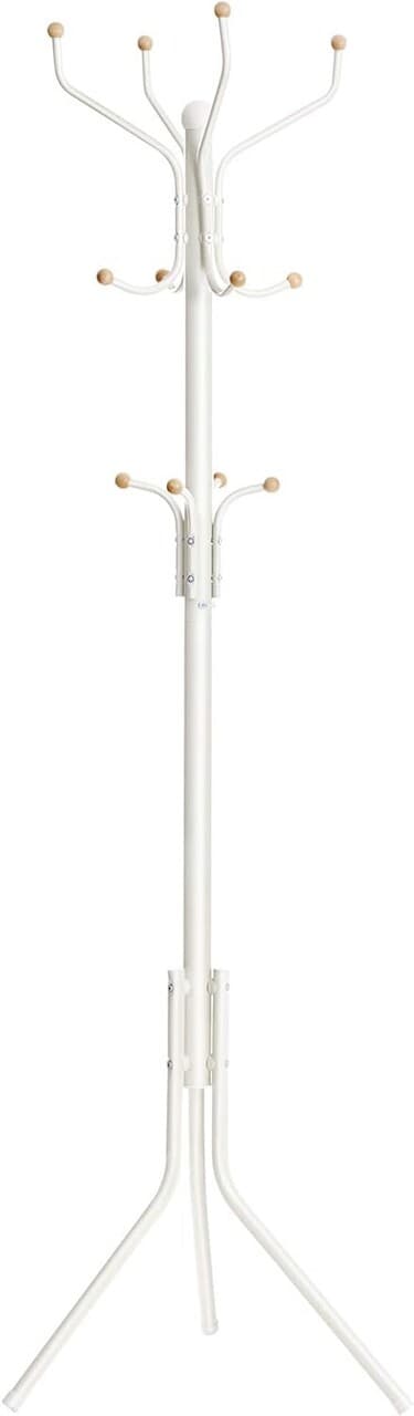 Cuier cu 12 agatatori Songmics, 44x44x182 cm, metal cu invelis rezistent la rugina, crem deschis