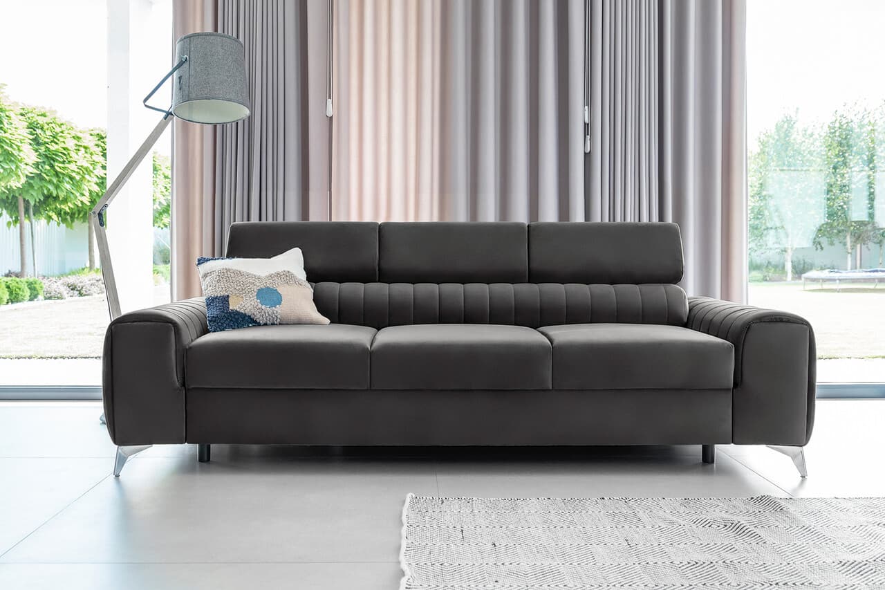 Canapea extensibila 3 locuri, ELTAP, SO-LAU-05NU, Laurence, 261x97x105 cm, lemn/poliester, gri inchis