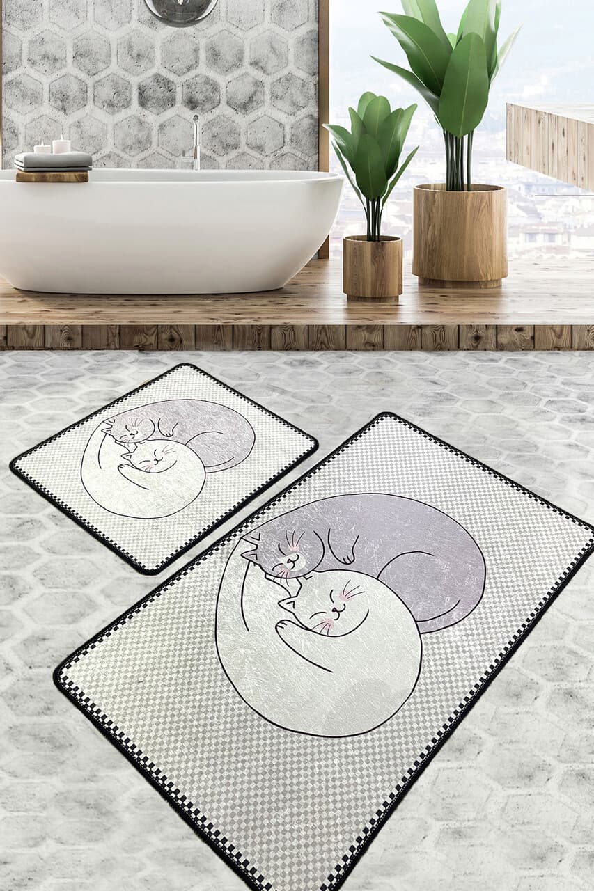 Set covorase de baie, L'essentiel Maison, Katt, Poliester, Multicolor