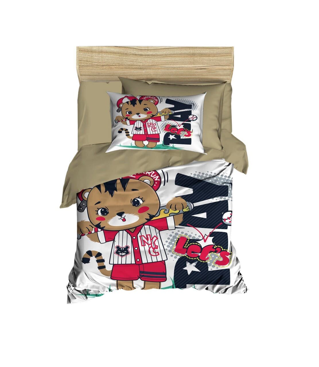 Lenjerie de pat pentru copii, L'essentiel Maison, PH144, Kaki / Rosu / Maro